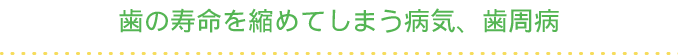 歯の寿命を縮めてしまう病気、歯周病